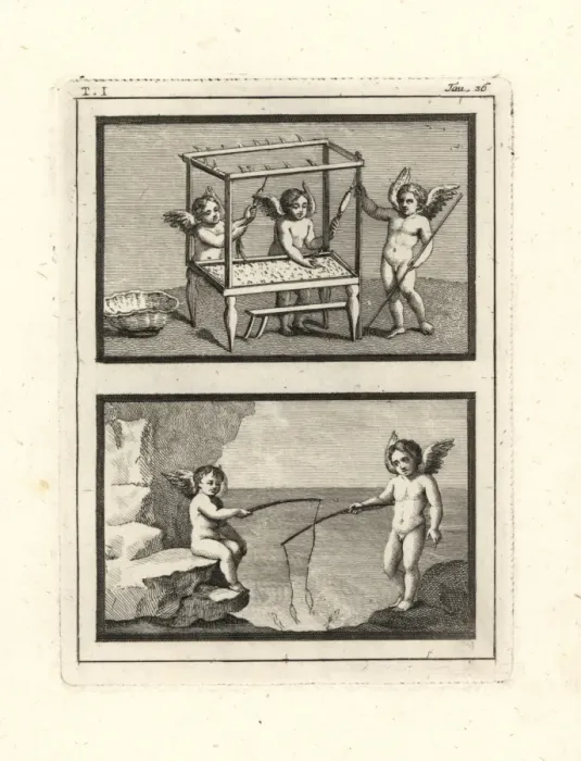 Framed Print : Cupids at Work in a Landscape Print Framed Print : Cupids at Work in a Landscape Print