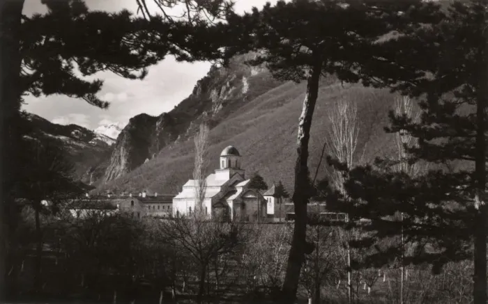 Framed Print : Visoki Decani Monastery Print, circa 1950s Framed Print : Visoki Decani Monastery Print, circa 1950s