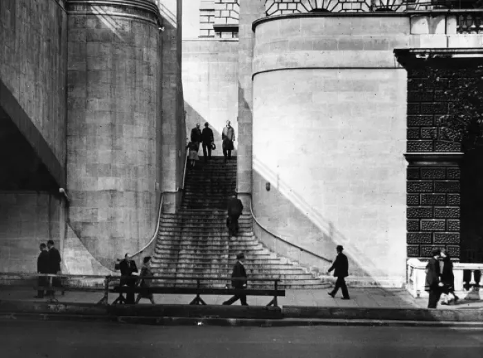 Framed Print : Waterloo Bridge Steps Print, 1945 Framed Print : Waterloo Bridge Steps Print, 1945