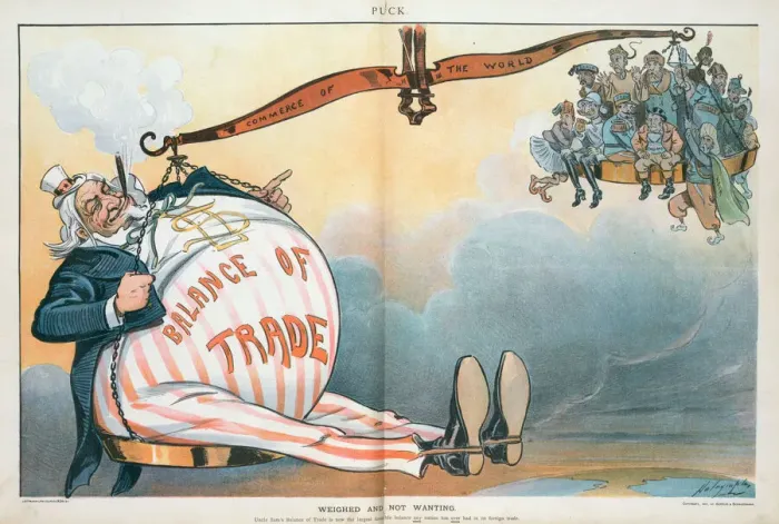 Framed Print : Print of Uncle Sam on a scale, 1901