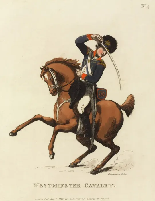 Framed Print : Westminster Cavalry Aquatint Print, circa 1799 Framed Print : Westminster Cavalry Aquatint Print, circa 1799