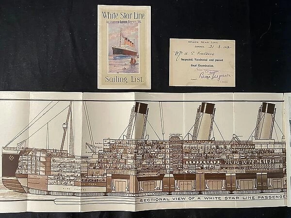 White Star Line - sailing list, ticket, cross-sectional view