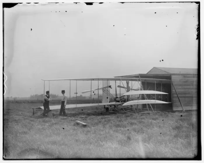 Framed Print : Wilbur and Orville Wright with their Second Powered Machine Print, 1904 Framed Print : Wilbur and Orville Wright with their Second Powered Machine Print, 1904