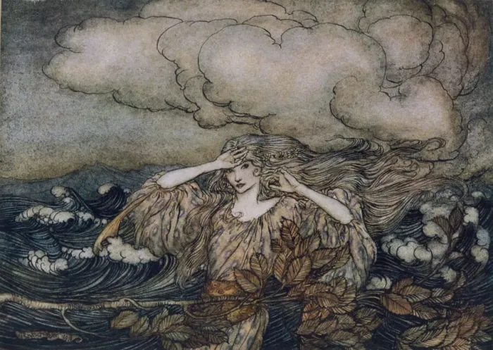 Framed Print : Wind & Waves Rackham Print, 1911 Framed Print : Wind & Waves Rackham Print, 1911