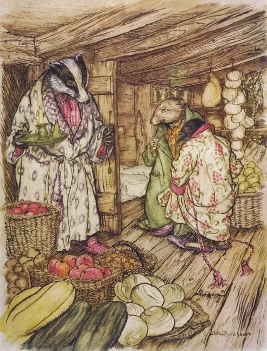 Framed Print : Print of The Badgers' Winter Stores from Wind in the Willows Framed Print : Print of The Badgers' Winter Stores from Wind in the Willows