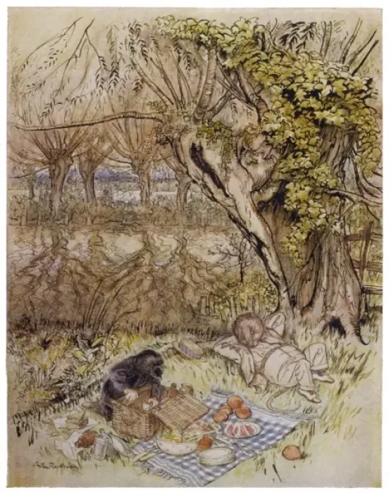 Framed Print : The Water Rat and Mole Picnicking Print, 1908 Framed Print : The Water Rat and Mole Picnicking Print, 1908