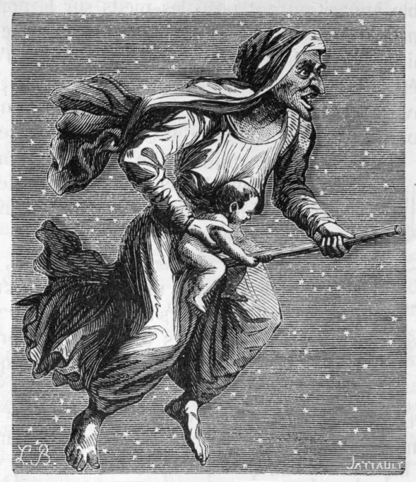Framed Print : Witch on Broomstick Print Framed Print : Witch on Broomstick Print