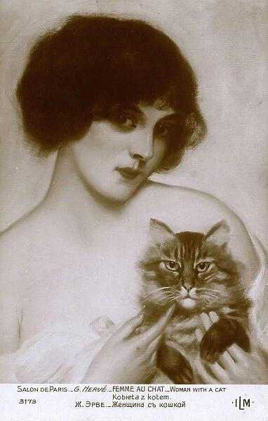 Woman with a cat by Gabriel Herve