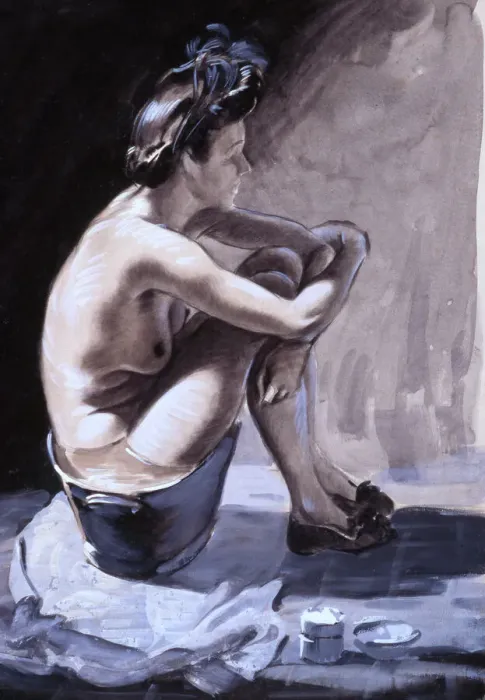 Framed Print : David Wright Print: Woman Washing in a Metal Bath, c.1948 Framed Print : David Wright Print: Woman Washing in a Metal Bath, c.1948