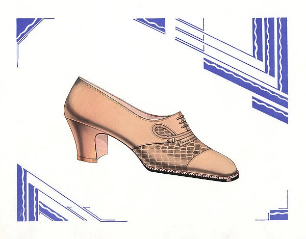 Womans brogue shoe design in brown leather, 1930