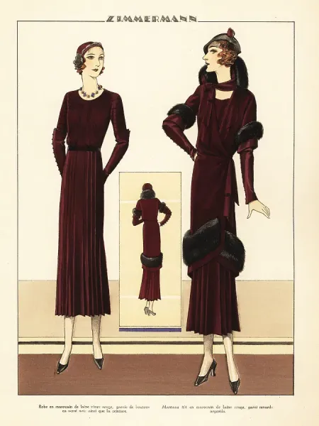 Woman in Red Moroccan Wool Coat and Dress, Art Prints