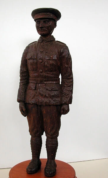 Wooden Tommy in hand-carved oak, WW1