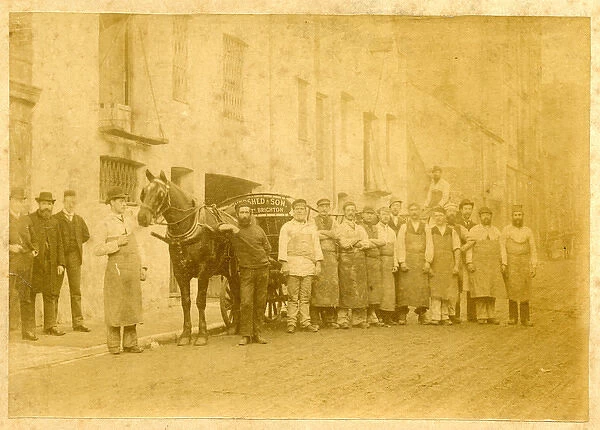 Workers with delivery cart, Brighton, Sussex