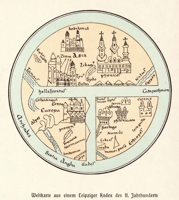 Framed Print : Leipzig Codex World Map Print Framed Print : Leipzig Codex World Map Print