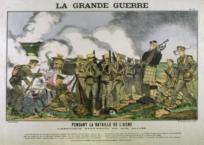 Framed Print : WW1 Print: British Soldiers Brewing Tea Under Fire Framed Print : WW1 Print: British Soldiers Brewing Tea Under Fire