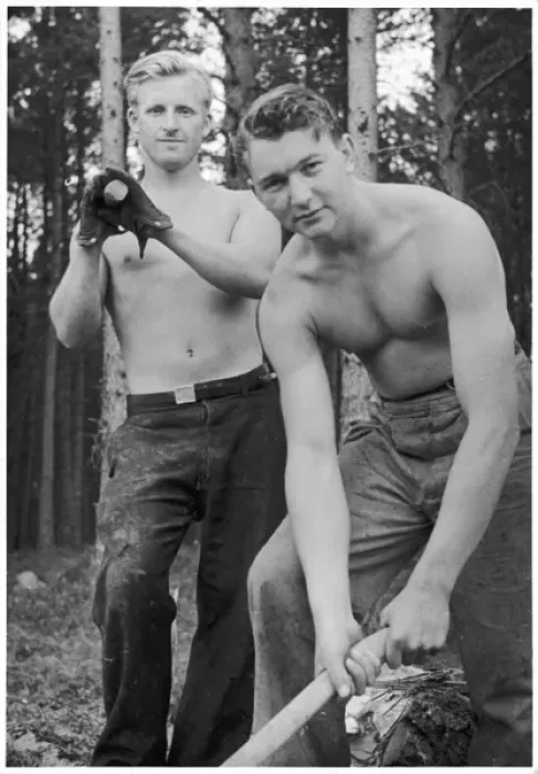 Framed Print : Young Lumberjacks Print Framed Print : Young Lumberjacks Print