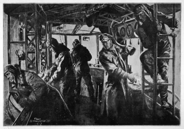 Framed Print : Zeppelin Interior Print: Commander Issues Orders During Bombing Raid Framed Print : Zeppelin Interior Print: Commander Issues Orders During Bombing Raid