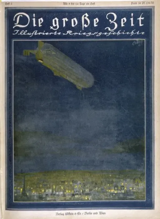 Framed Print : Zeppelin Print over Paris 1914