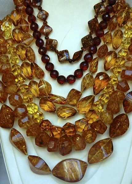 Amber: polished pieces of Baltic amber made into a necklace. Poland