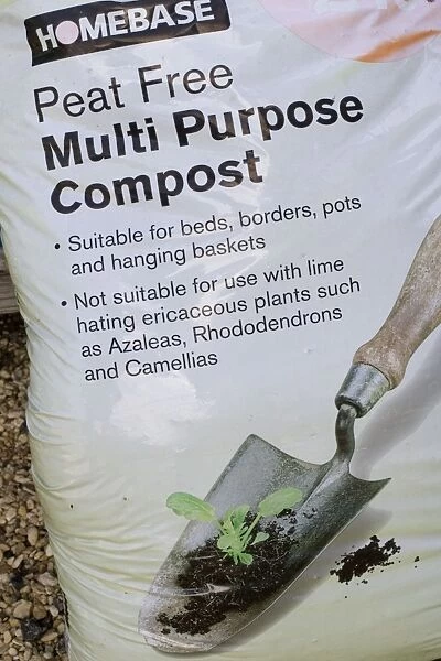 Sack of peat free multi purpose compost, Cotswolds, UK