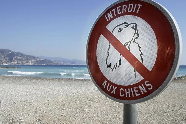 Sign on beach - dogs forbidden France