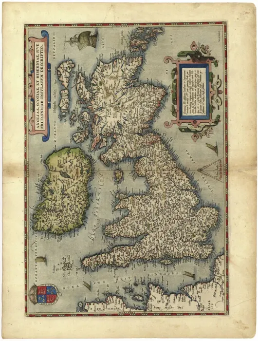 Framed Print : 16th Century British Isles Map Print