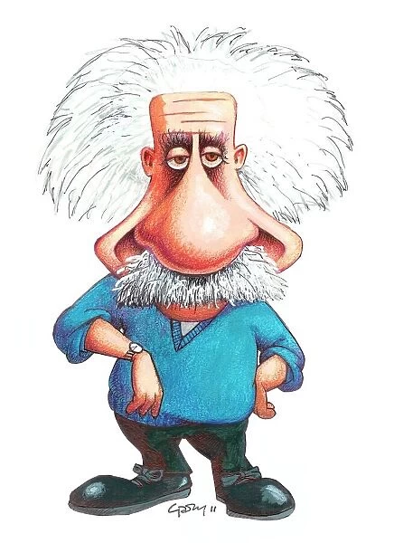 Albert Einstein, caricature. Available as Framed Prints, Photos, Wall Art  and other products #6346259