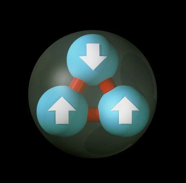 Art of a neutron showing constituent quarks