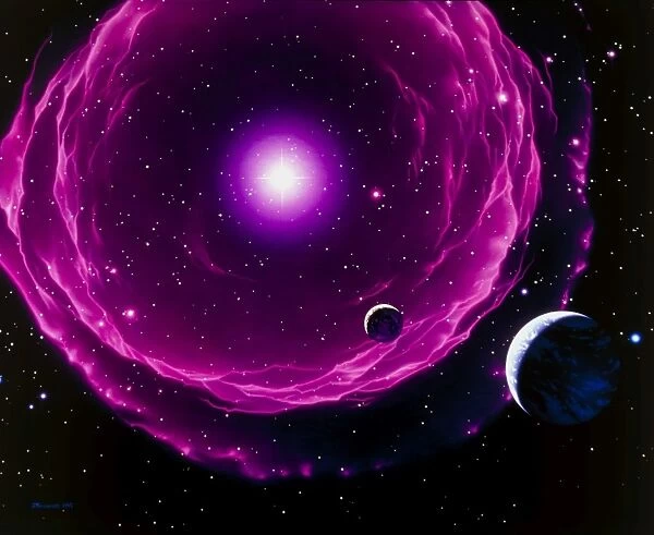 Artwork of a future Sun ejecting planetary nebula