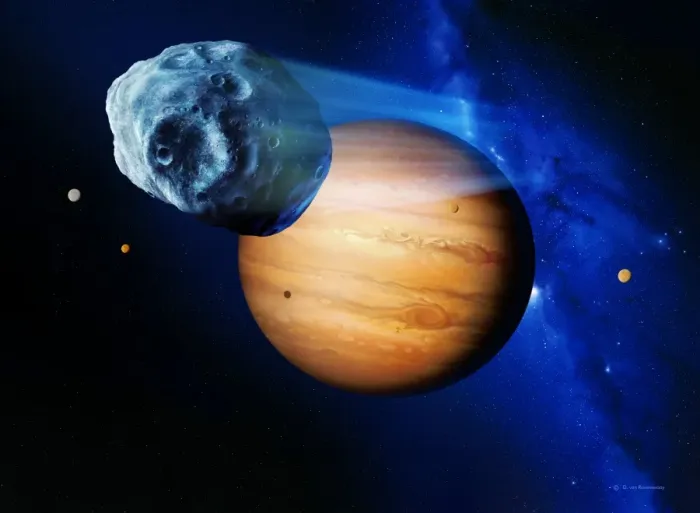 Framed Print : Asteroid passing Jupiter Print Framed Print : Asteroid passing Jupiter Print