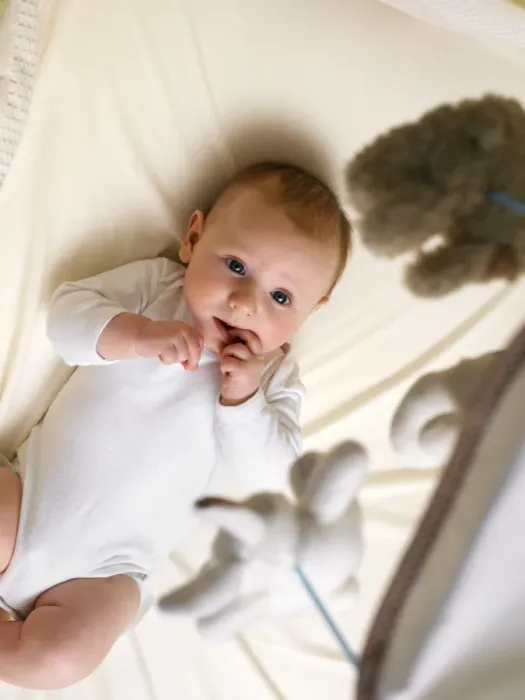 Framed Print : Baby in a Cot Print Framed Print : Baby in a Cot Print