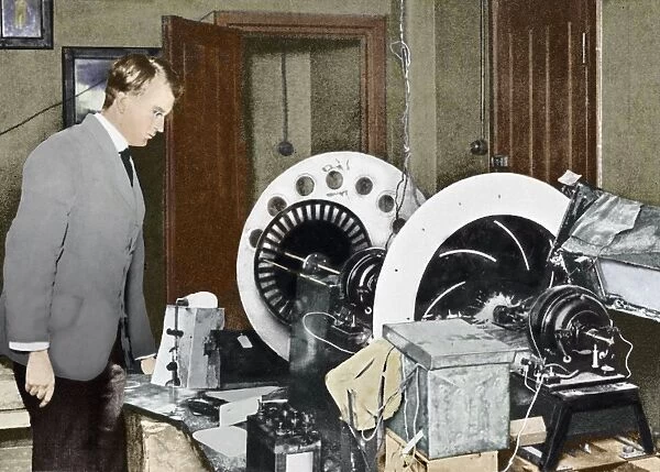 Baird inventing his television, 1920s