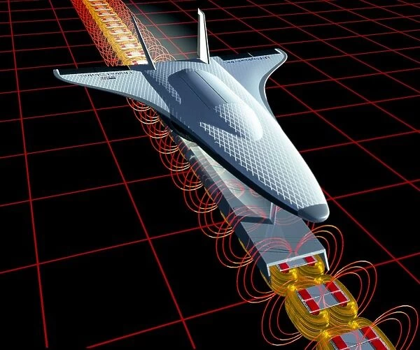 CAD of spacecraft launched by magnetic levitation