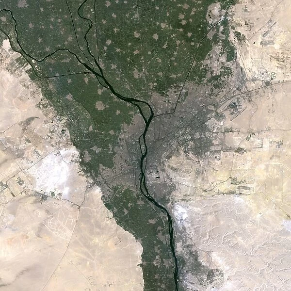 Cairo, satellite image. North is at top. Cairo is the capital city of Egypt and
