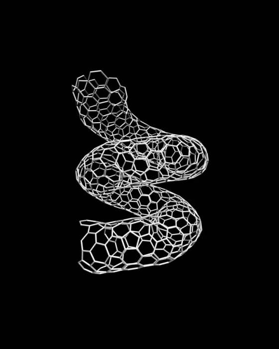 Framed Print : Carbon nanotube print, computer model Framed Print : Carbon nanotube print, computer model