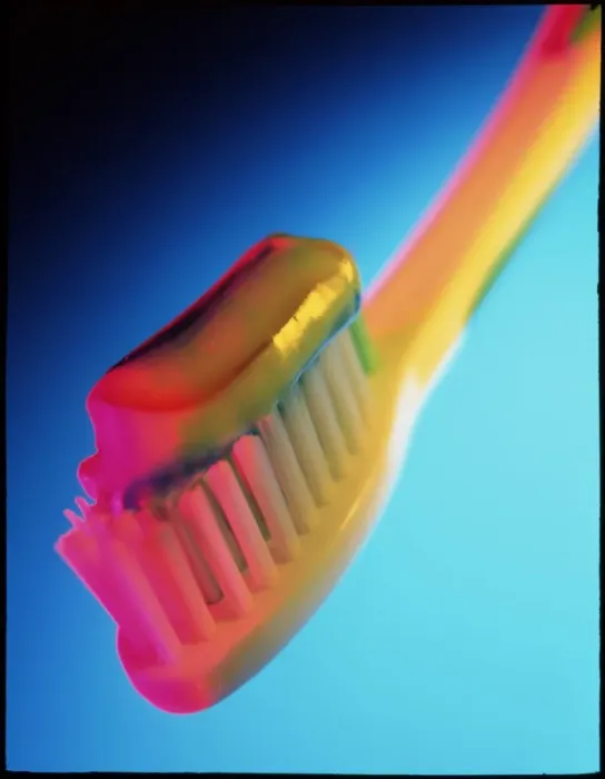 Framed Print : Close-up Print of Toothpaste on a Toothbrush Framed Print : Close-up Print of Toothpaste on a Toothbrush