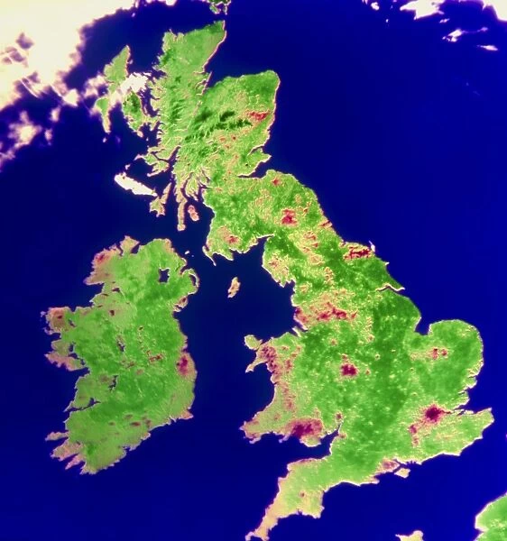 Coloured satellite image of the British Isles