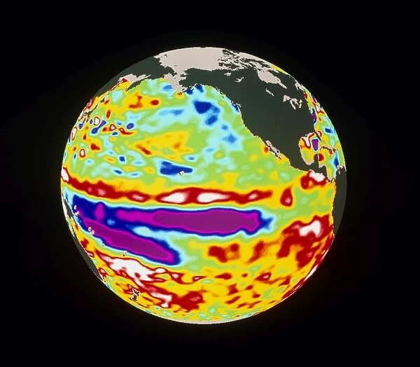 Coloured sea level map showing La Nina event