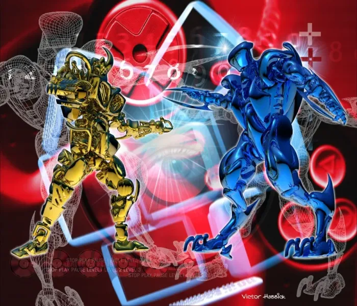 Framed Print : Robotic Game Characters Print Framed Print : Robotic Game Characters Print