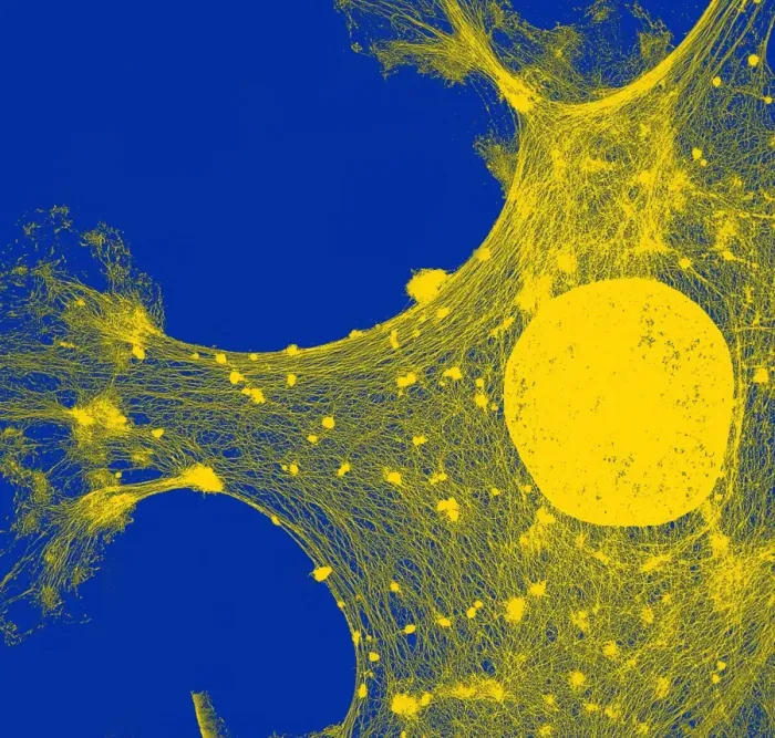 Framed Print : TEM Cytoskeleton Print: Human Skin Cell Microstructure