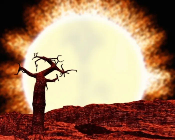Framed Print : Dying Earth Print - A computer-generated image of a scorched, barren planet Framed Print : Dying Earth Print - A computer-generated image of a scorched, barren planet