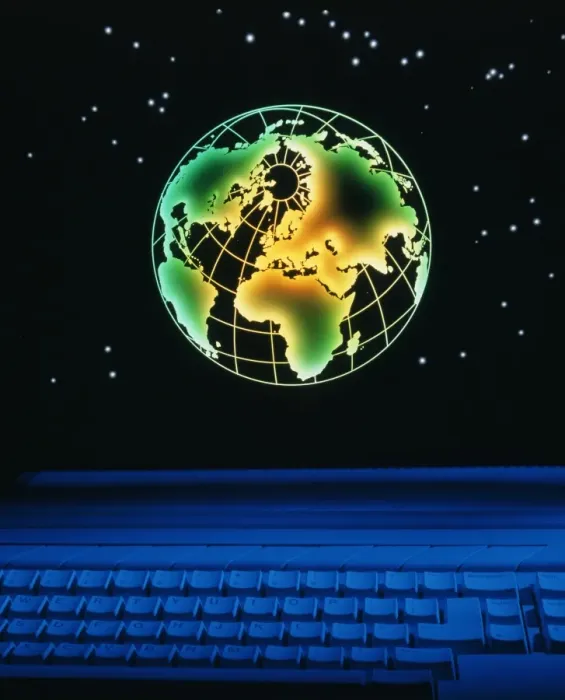 Framed Print : Earth over Keyboard Print: A Composite Image Framed Print : Earth over Keyboard Print: A Composite Image