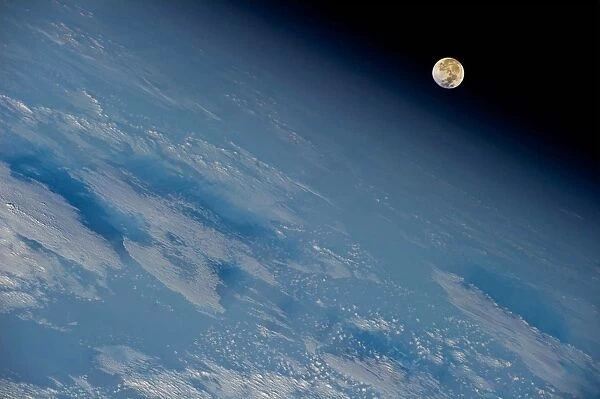 Earth and moon, ISS image
