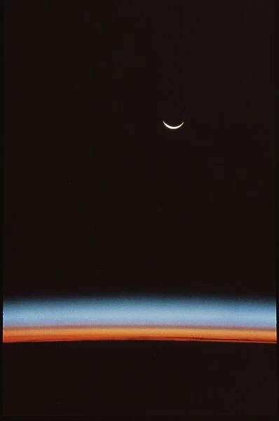 Earths limb, Jupiter & crescent moon