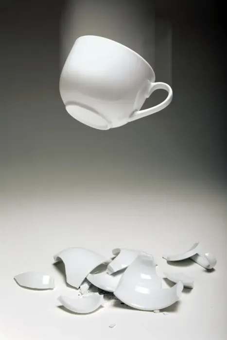 Framed Print : Entropy shown by broken cup Print Framed Print : Entropy shown by broken cup Print