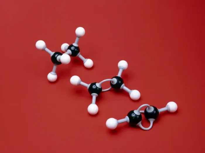 Framed Print : Molecular models of ethane, ethene and ethyne molecules in a print Framed Print : Molecular models of ethane, ethene and ethyne molecules in a print