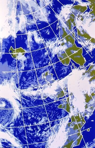 False-colour IR weather map, Europe & N. Atlantic