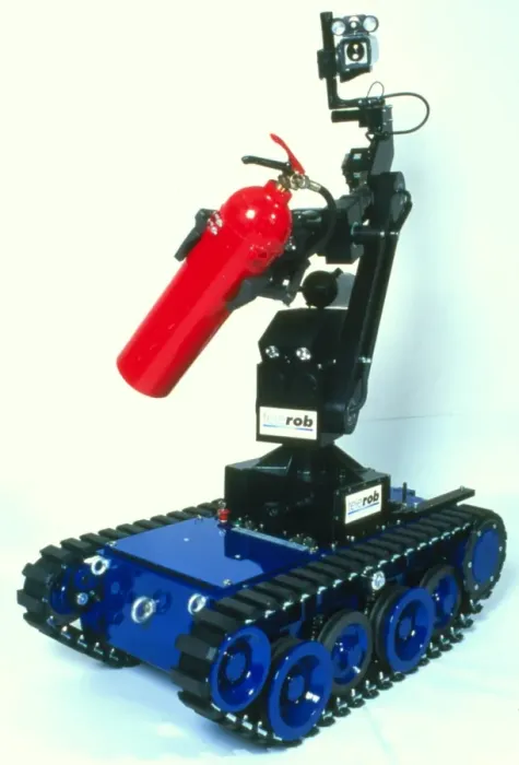 Framed Print : Robot Firefighter Print: Autonomous Robot with Extinguisher and Camera