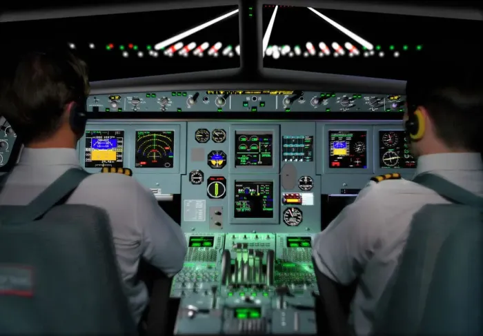 Framed Print : Flight Simulator Print - Night-time Landing Training Framed Print : Flight Simulator Print - Night-time Landing Training