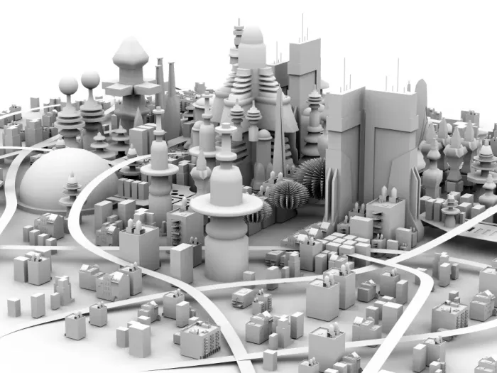Framed Print : Future City Print: Computer Artwork of a Futuristic Townscape Framed Print : Future City Print: Computer Artwork of a Futuristic Townscape